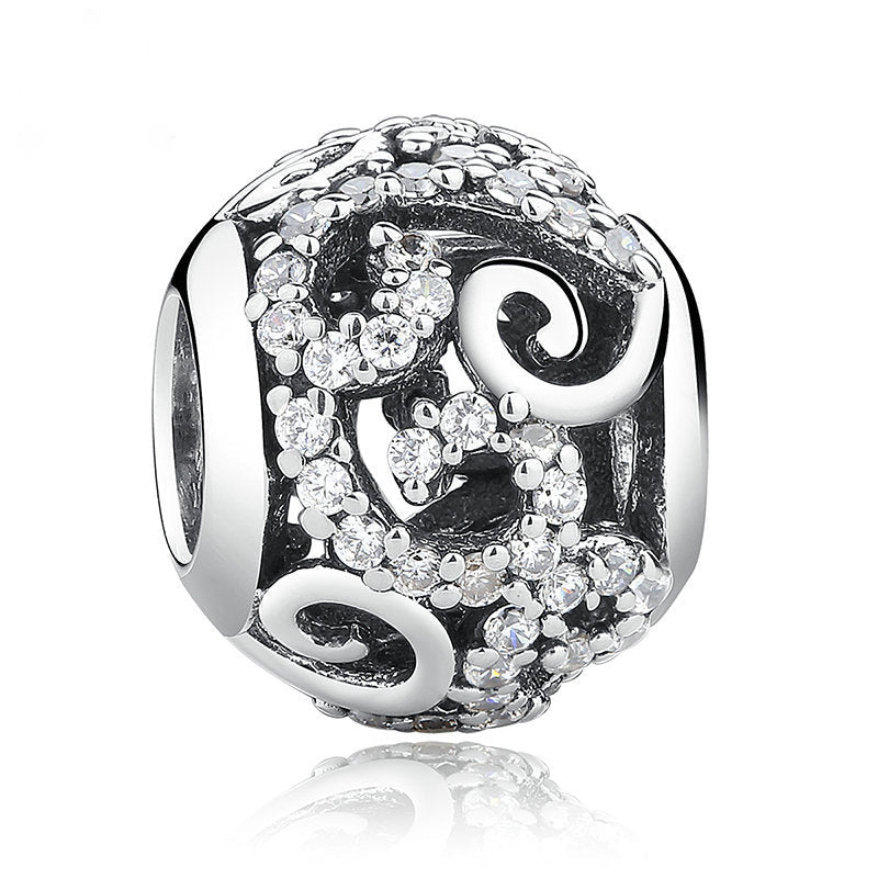 Romantic Hollow Pattern Sterling Silver Charm Bead-DUNALI