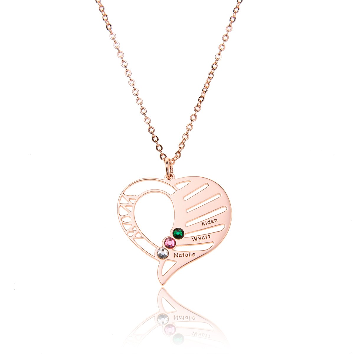 Collana Birthstone con ciondolo in argento sterling con incisione mamma