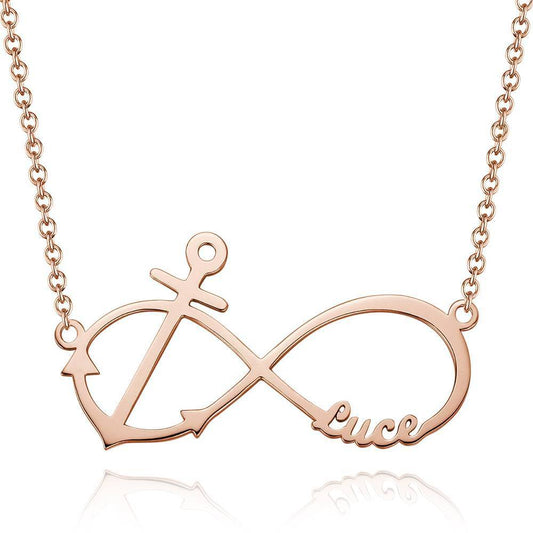 Collana personalizzata con nome Infinity Love in argento placcato oro rosa