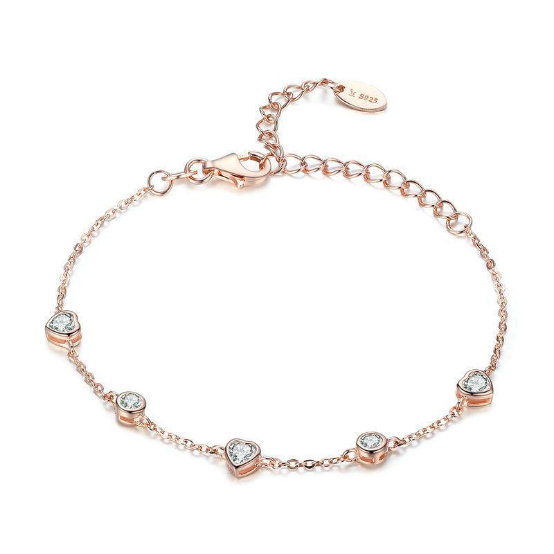 Bracciale con ciondolo a forma di cuore scintillante placcato oro rosa