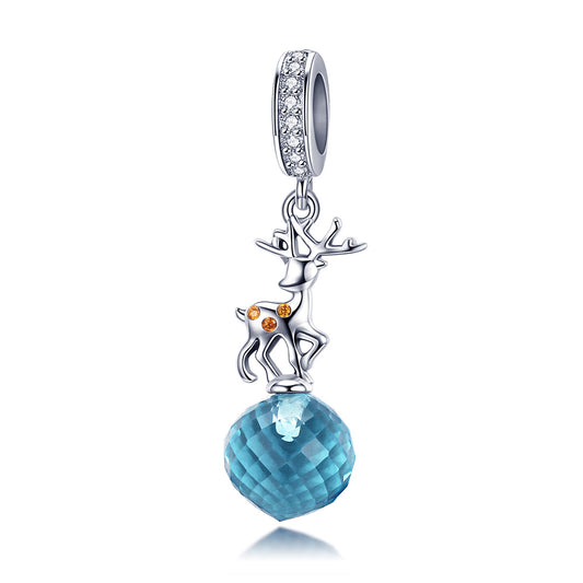 Charm Pendentif Animaux Rondelle de Hockey Bleu Wapiti Mignon