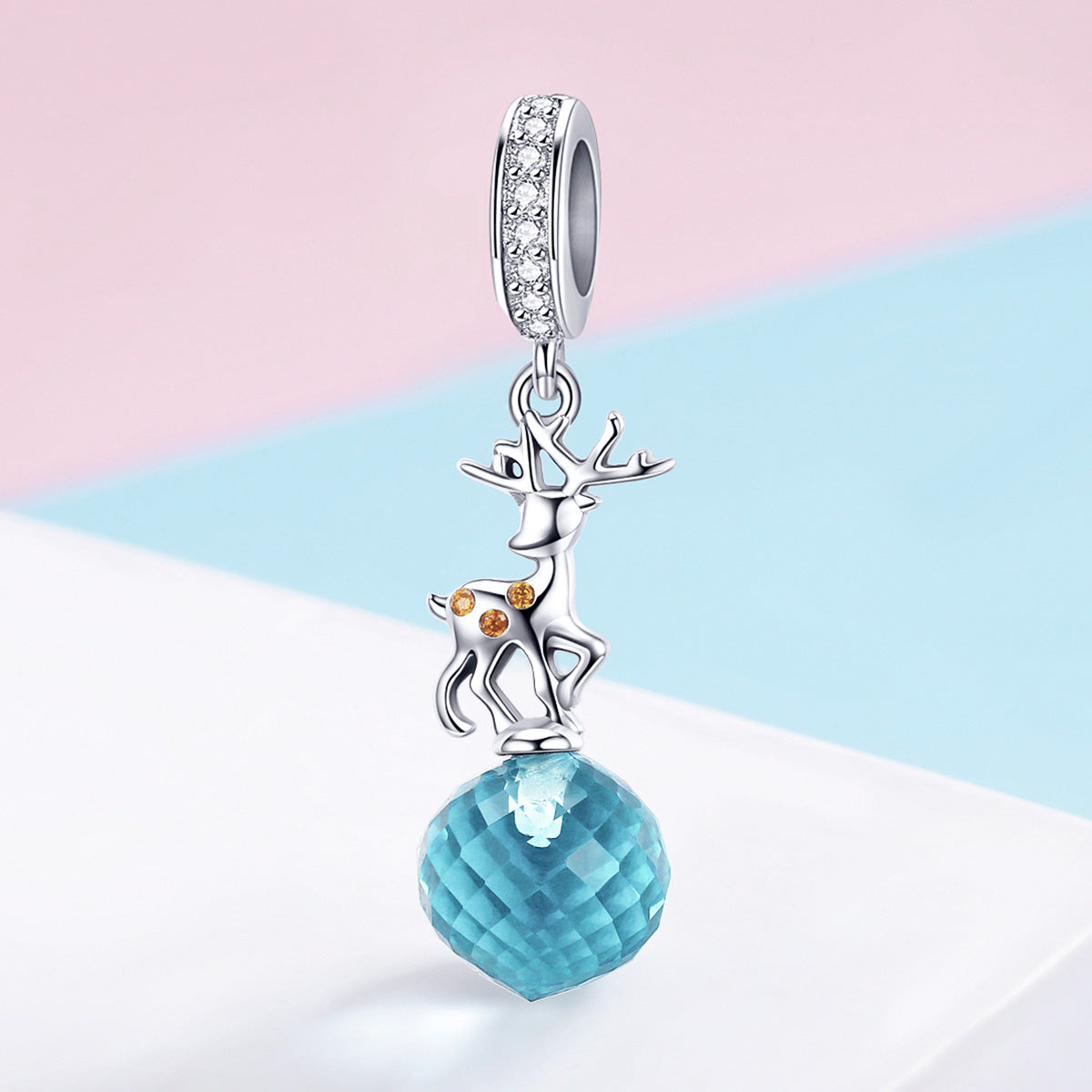 Charm Pendentif Animaux Rondelle de Hockey Bleu Wapiti Mignon