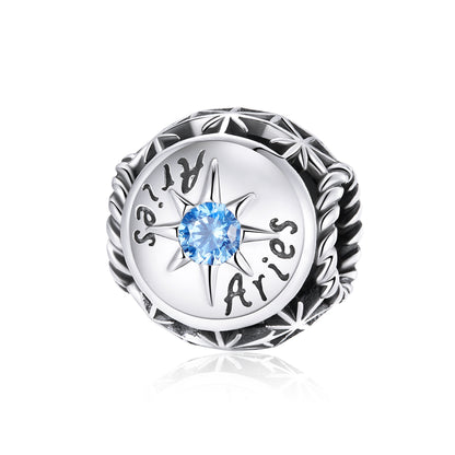 Charm Constellation du Zodiaque Zircon Argent Massif