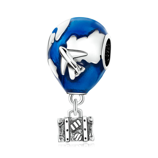 Charm Pendentif Ballon à Air Chaud Globetrotter Bleu