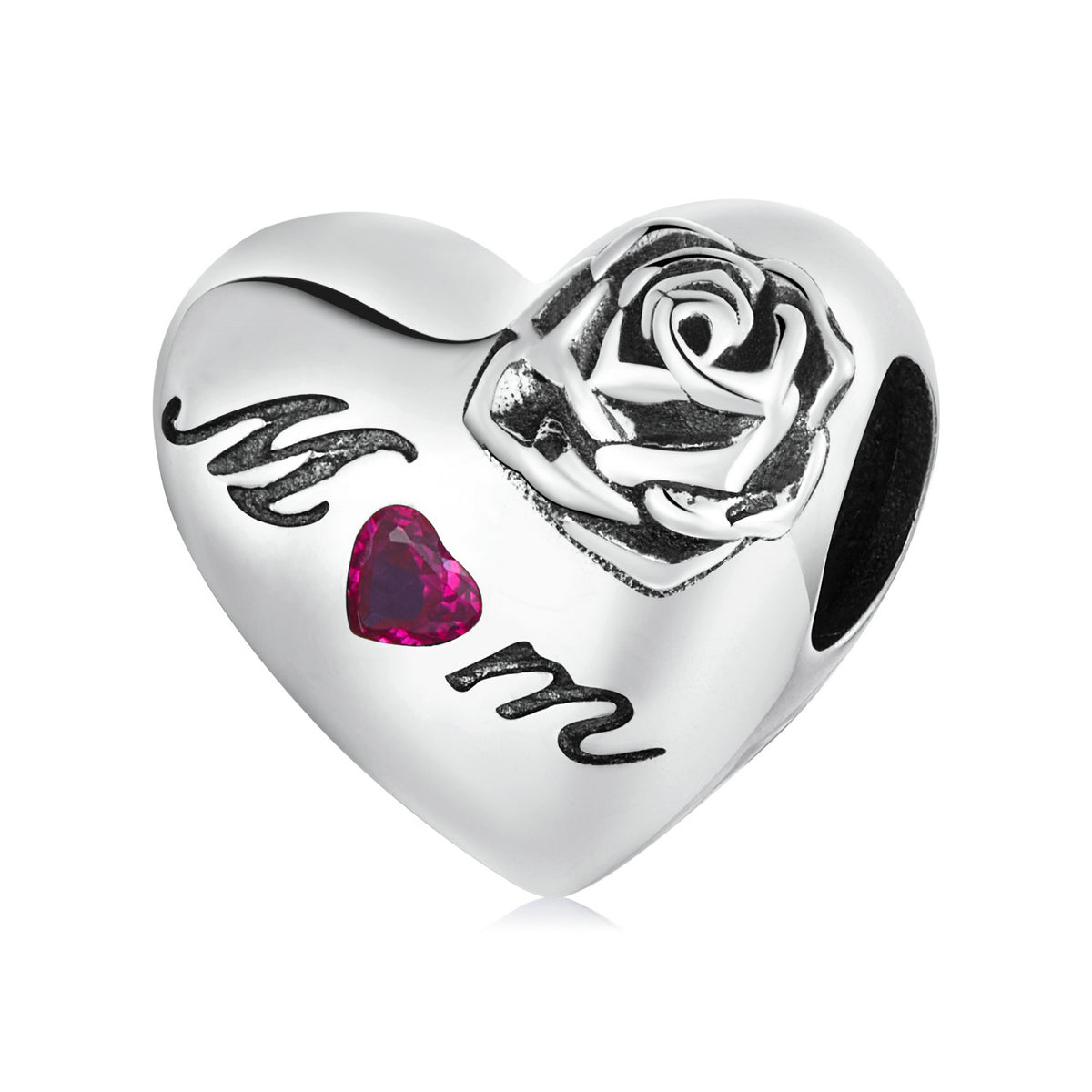 Ma Meilleure Maman Rose Coeur Charm