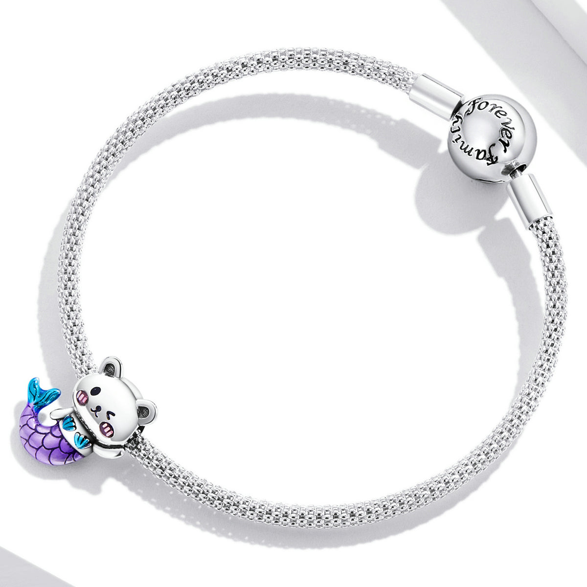 Mignon Ours Sirène Animaux Charme Perles Argent Sterling