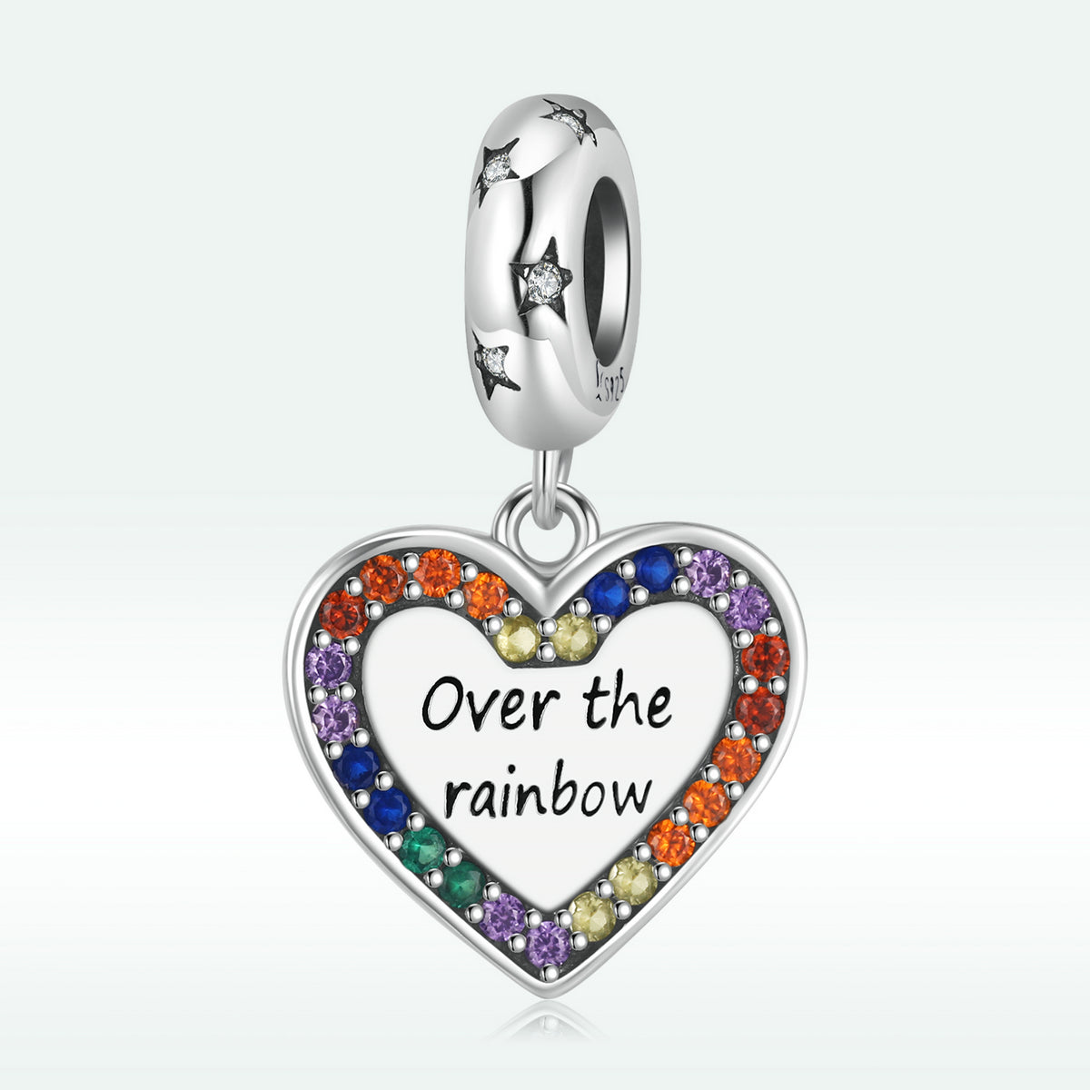 Coeur sur l'arc-en-ciel Pendentifs en argent sterling Zircon