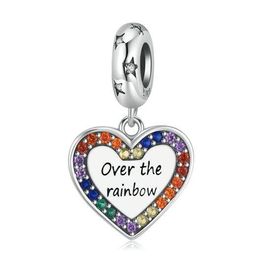 Coeur sur l'arc-en-ciel Pendentifs en argent sterling Zircon