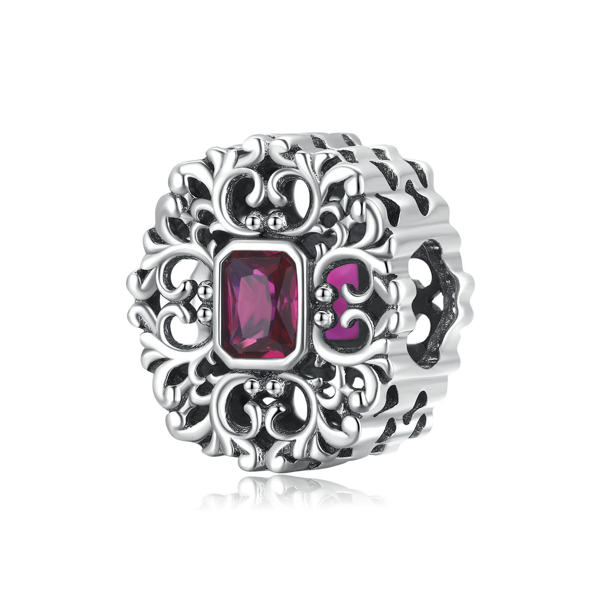 Égypte - Motifs de fleurs vintage Zircon Perles en argent sterling Charms pour bracelets