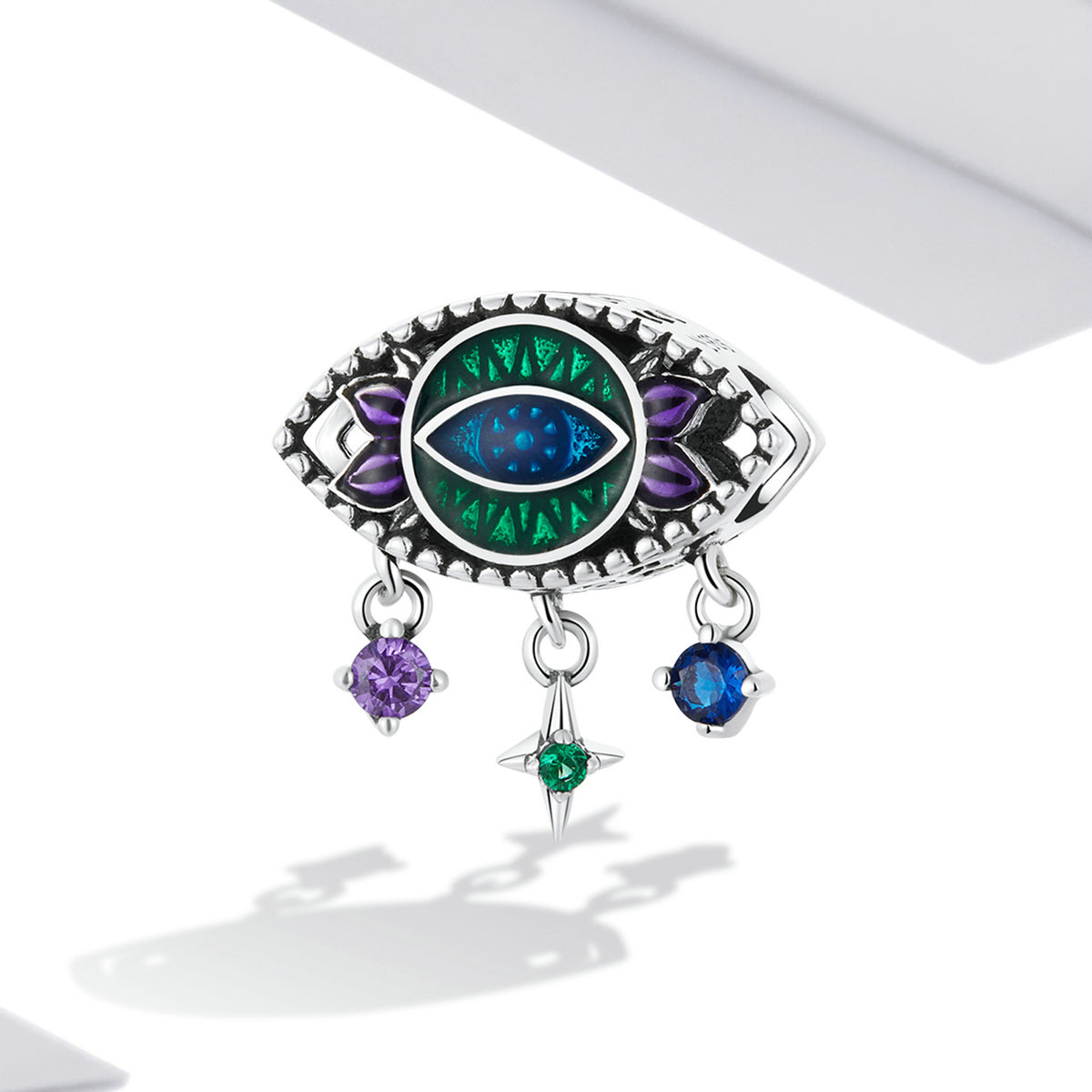 Egypte- Perles de charme de zircon en argent sterling de style vintage The Devil's Eye