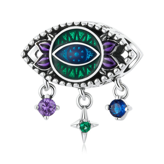 Egypte- Perles de charme de zircon en argent sterling de style vintage The Devil's Eye