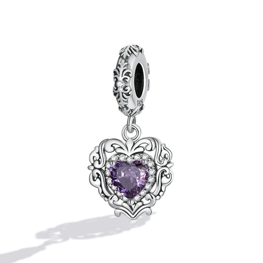 Perles pendentifs coeur classique zircon en argent sterling pour bracelets