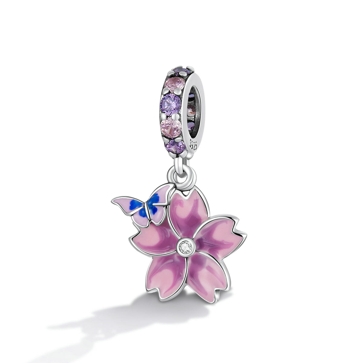 Fleur Papillon Perles Dangle Pendentifs Bracelets Argent Sterling Zircon