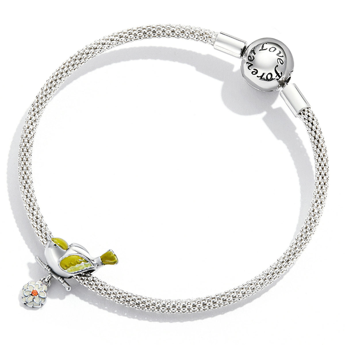 Oiseaux & Fleurs Animaux Perles Breloques pour Bracelets Argent Massif