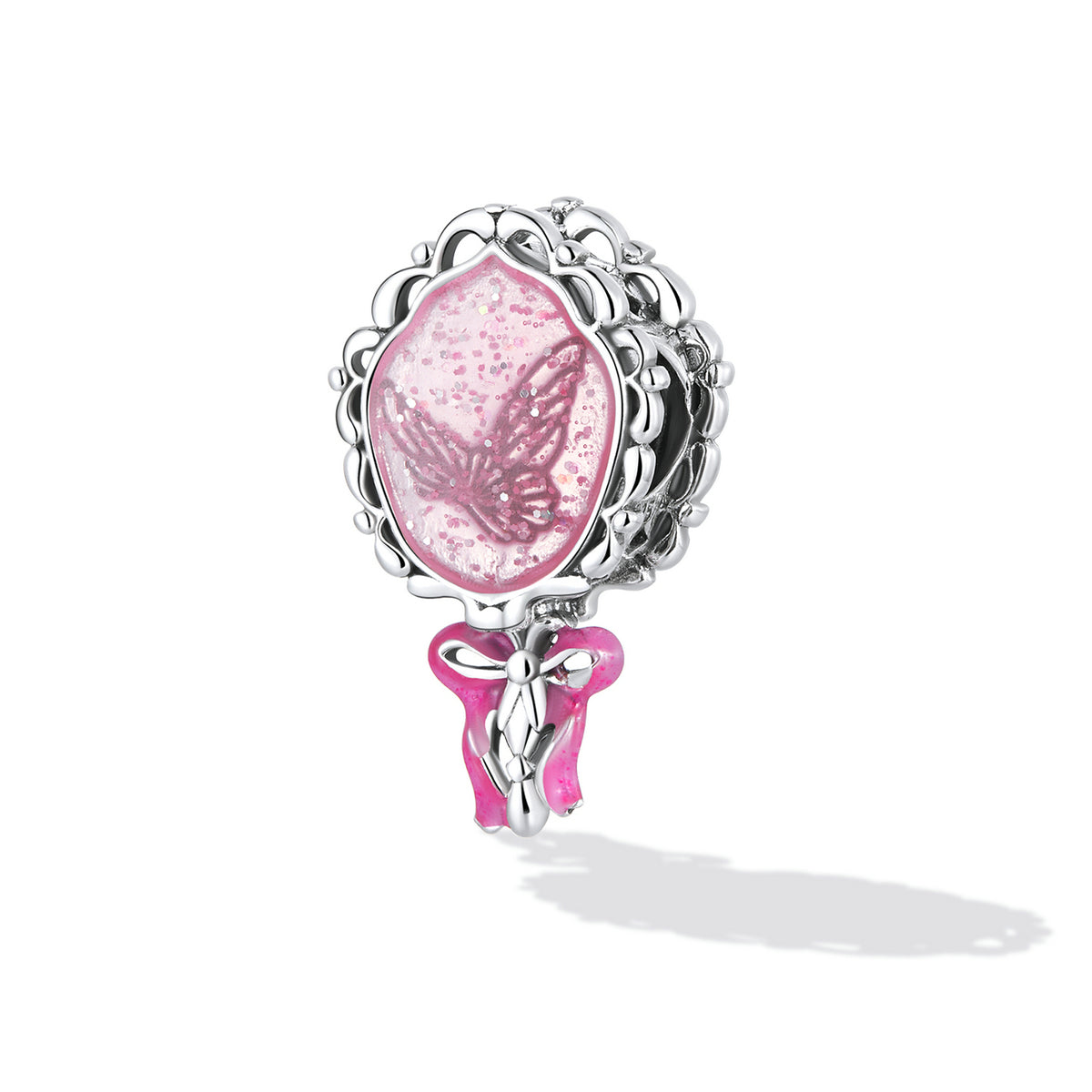 Perles arc rose miroir magique princesse en argent sterling 925 pour bracelets