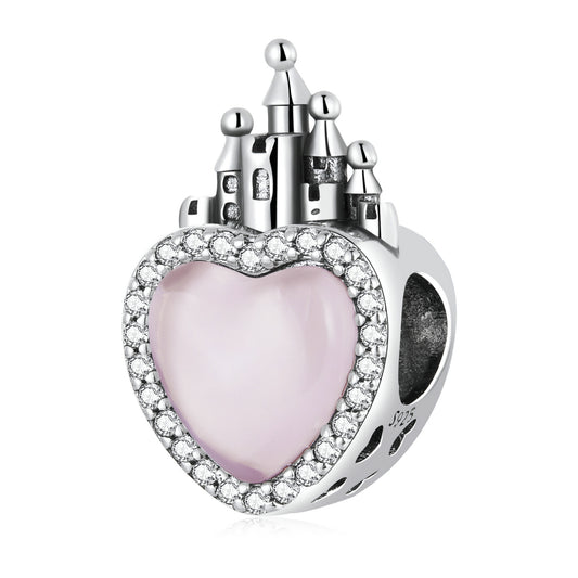 Perla di lettere vintage rosa castello d'amore per braccialetto