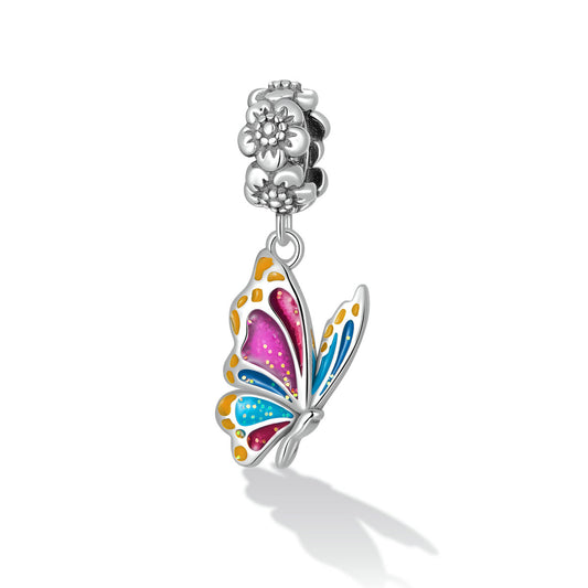 Perline con ciondoli graziose farfalle per ciondoli in argento sterling