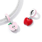 Pendentif Pomme Rose Pendante Perles pour Bracelets Argent Massif