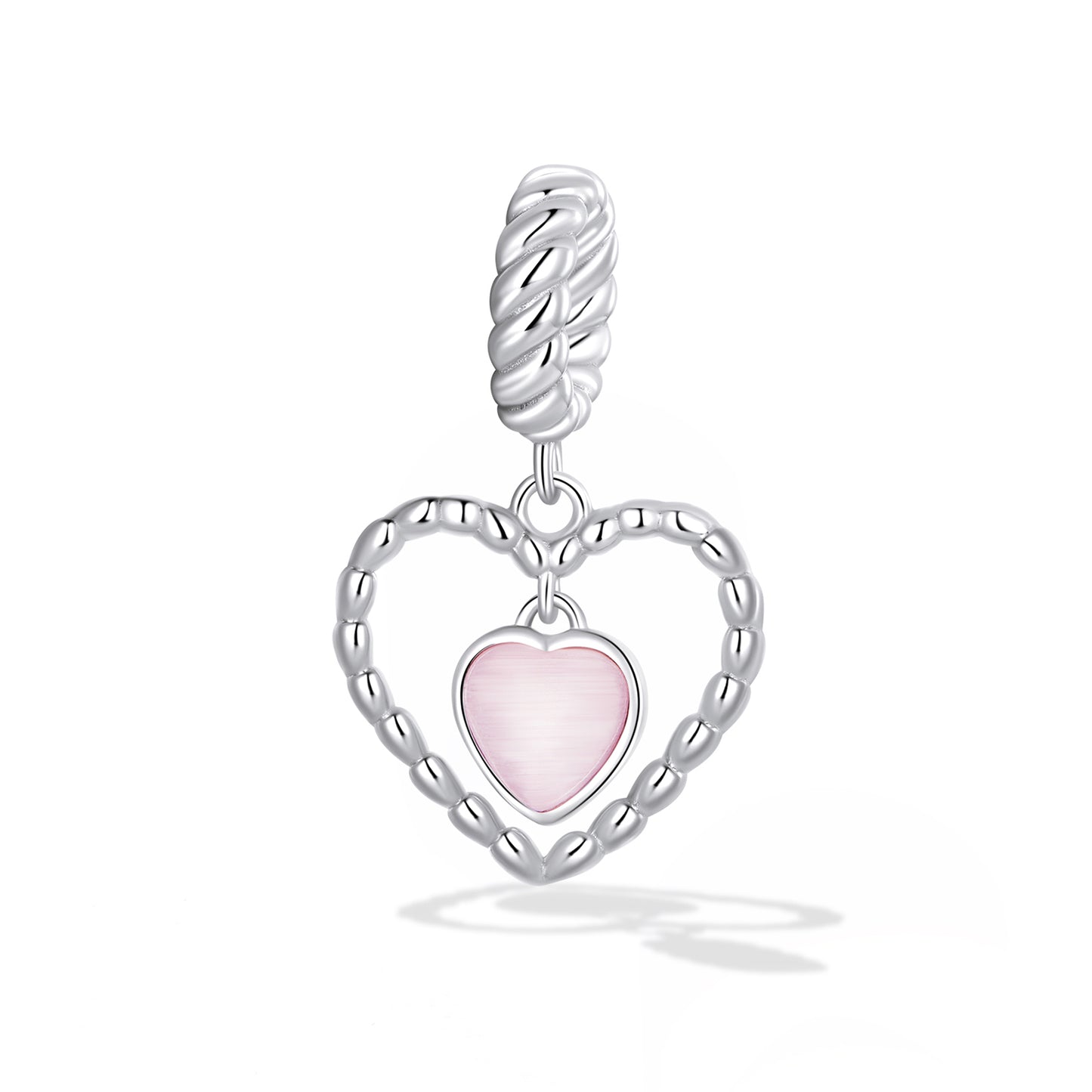 Pendentif Délicat Double Coeur Rose