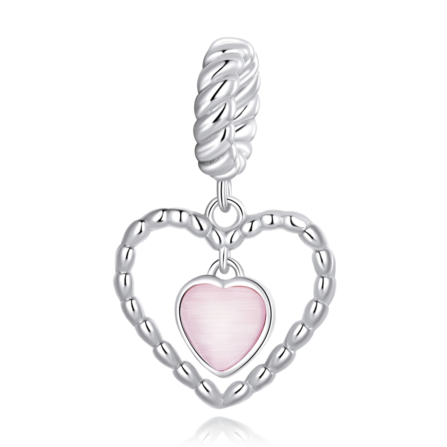 Pendentif Délicat Double Coeur Rose