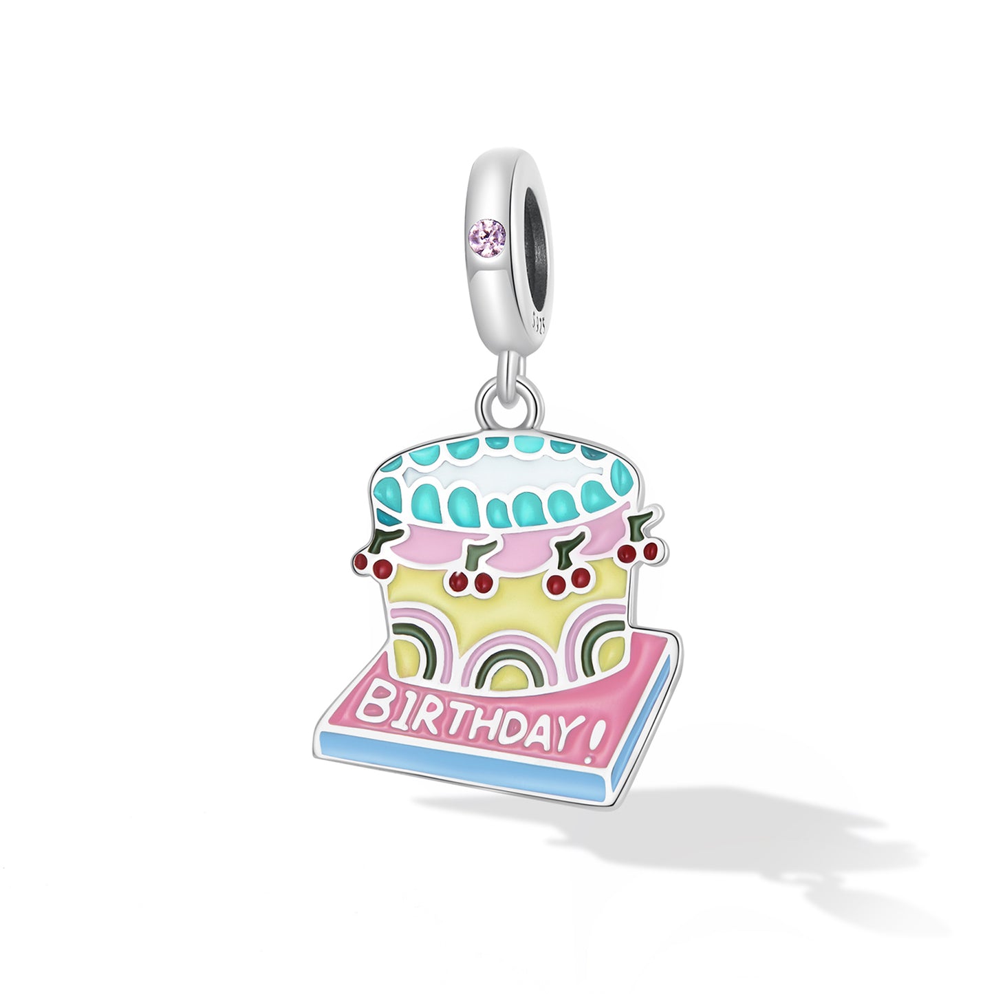 Charm Pendentif Gâteau à la Crème de Cerise Joyeux Anniversaire