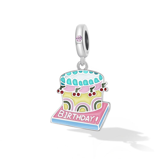 Charm Pendentif Gâteau à la Crème de Cerise Joyeux Anniversaire