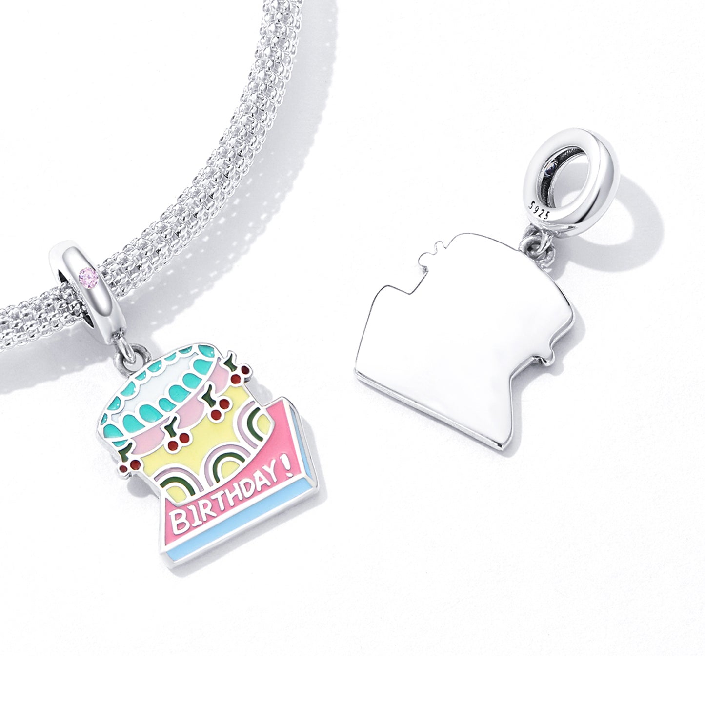 Charm Pendentif Gâteau à la Crème de Cerise Joyeux Anniversaire