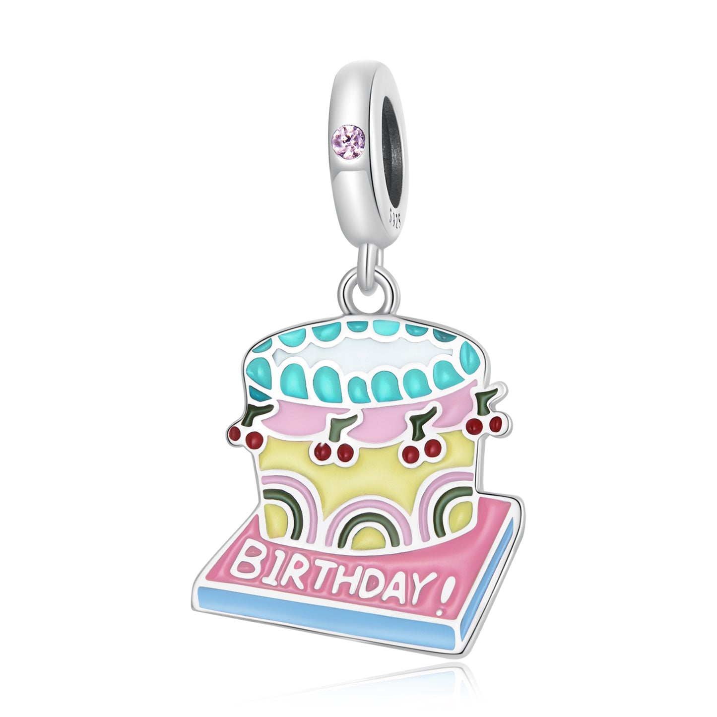 Charm Pendentif Gâteau à la Crème de Cerise Joyeux Anniversaire