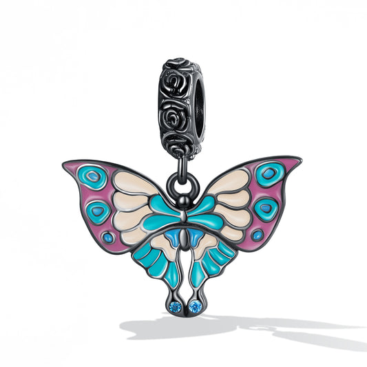 Ciondoli artistici con perline con ciondolo a forma di farfalla per bracciali in argento sterling 925 fai-da-te
