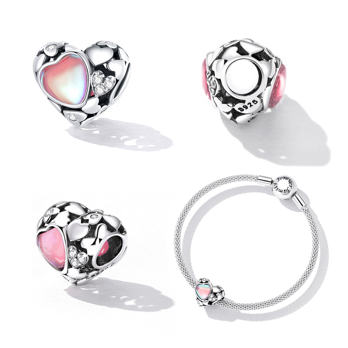 Charm Coeur Zircon Rose