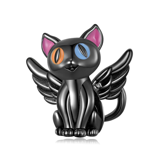 Perla di angelo gatto nero in argento sterling