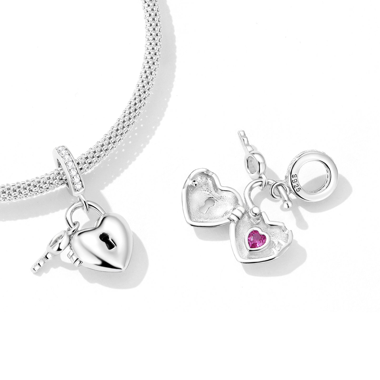 Forte affection - Heart Lock & key Dangle charm