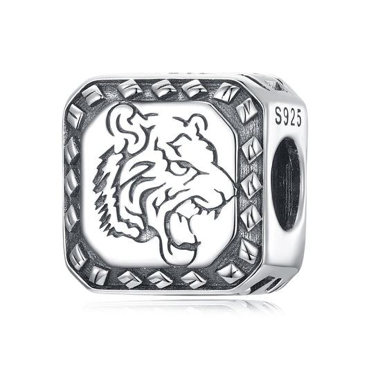 Perla totem vintage semplice tigre e drago in argento sterling
