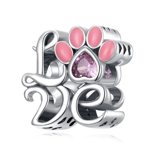 Charm Animaux Griffe d'Animal Rose "Love"