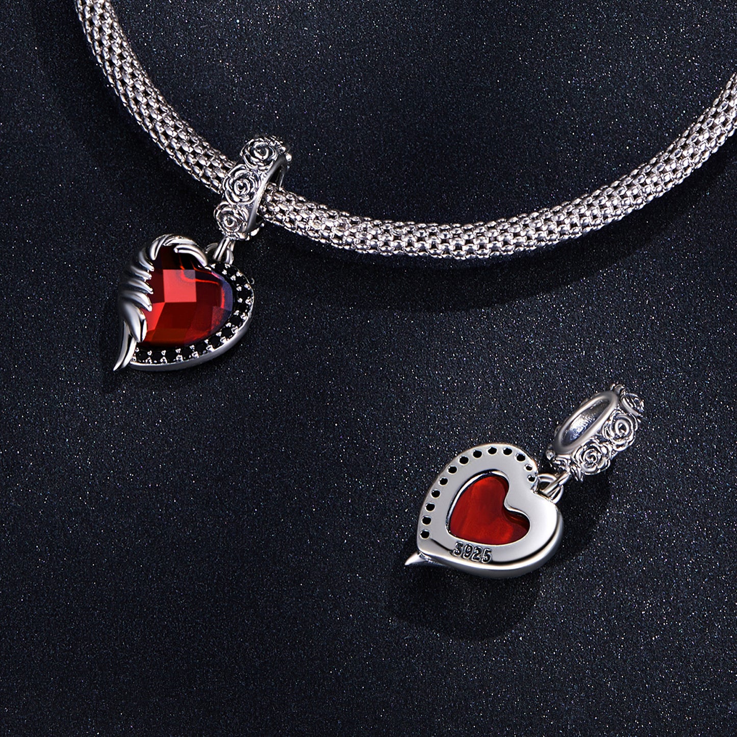 Pendentif Coeur Rose Rouge