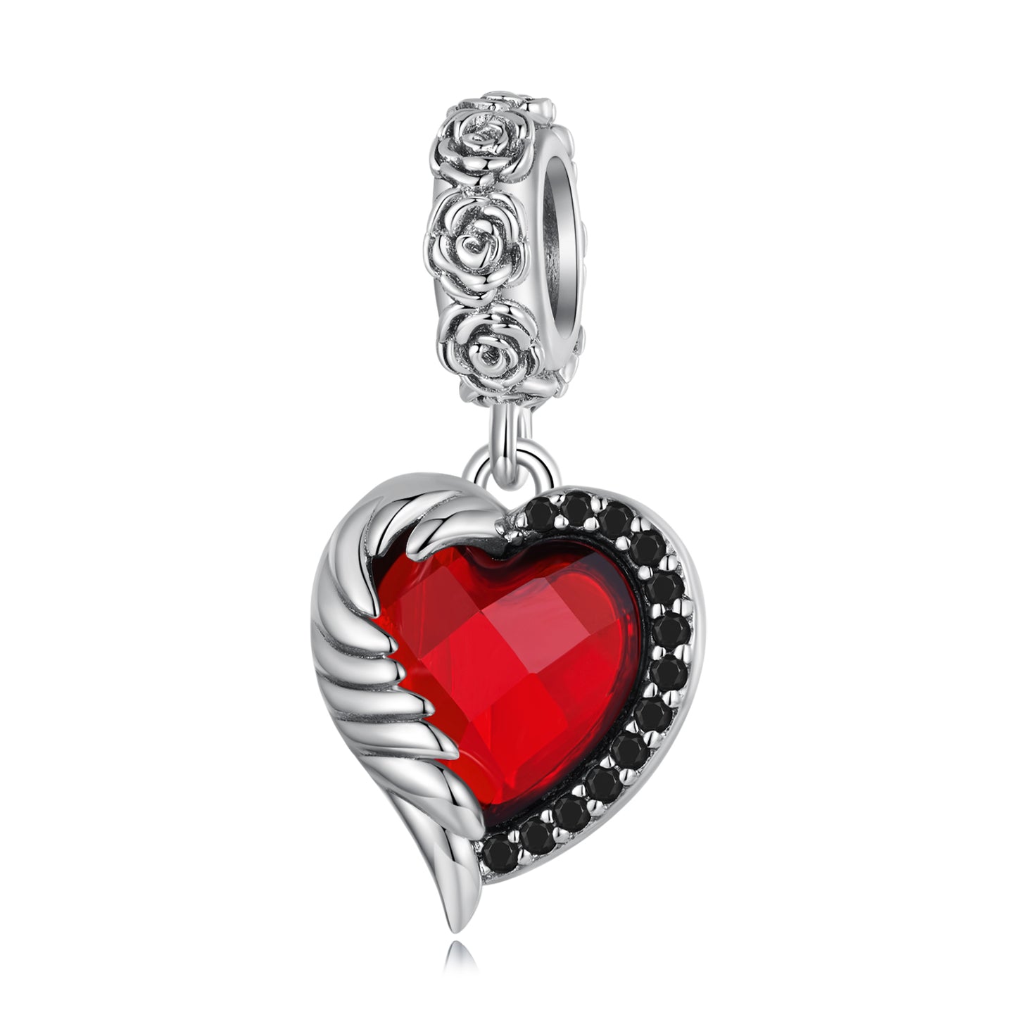 Pendentif Coeur Rose Rouge