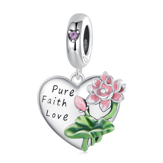 Pure Faith Love - Charm pendentif cœur de lotus