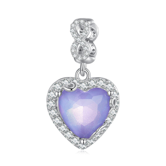 Charm Pendentif Coeur Dégradé Bleu Violet Infini