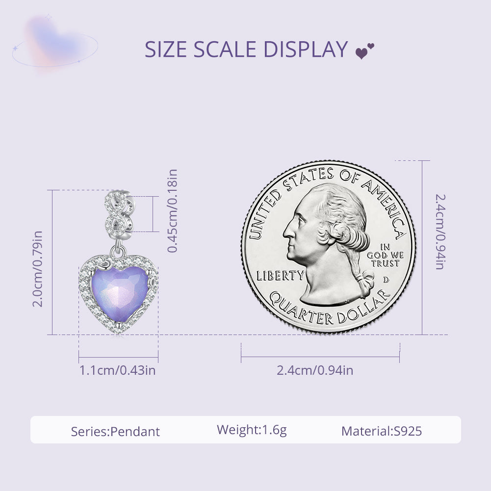 Charm Pendentif Coeur Dégradé Bleu Violet Infini