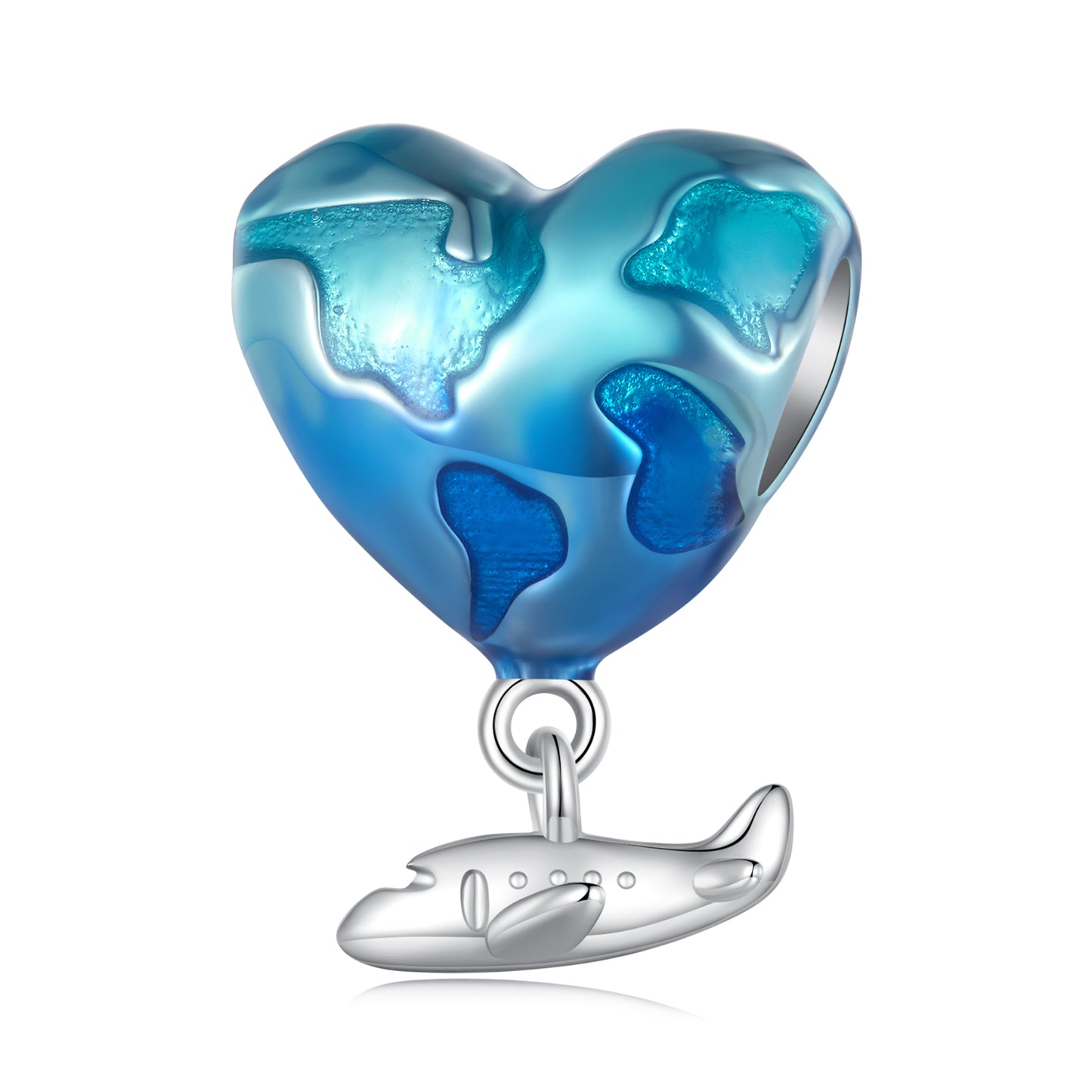 Charm Pendentif Globe Coeur Bleu