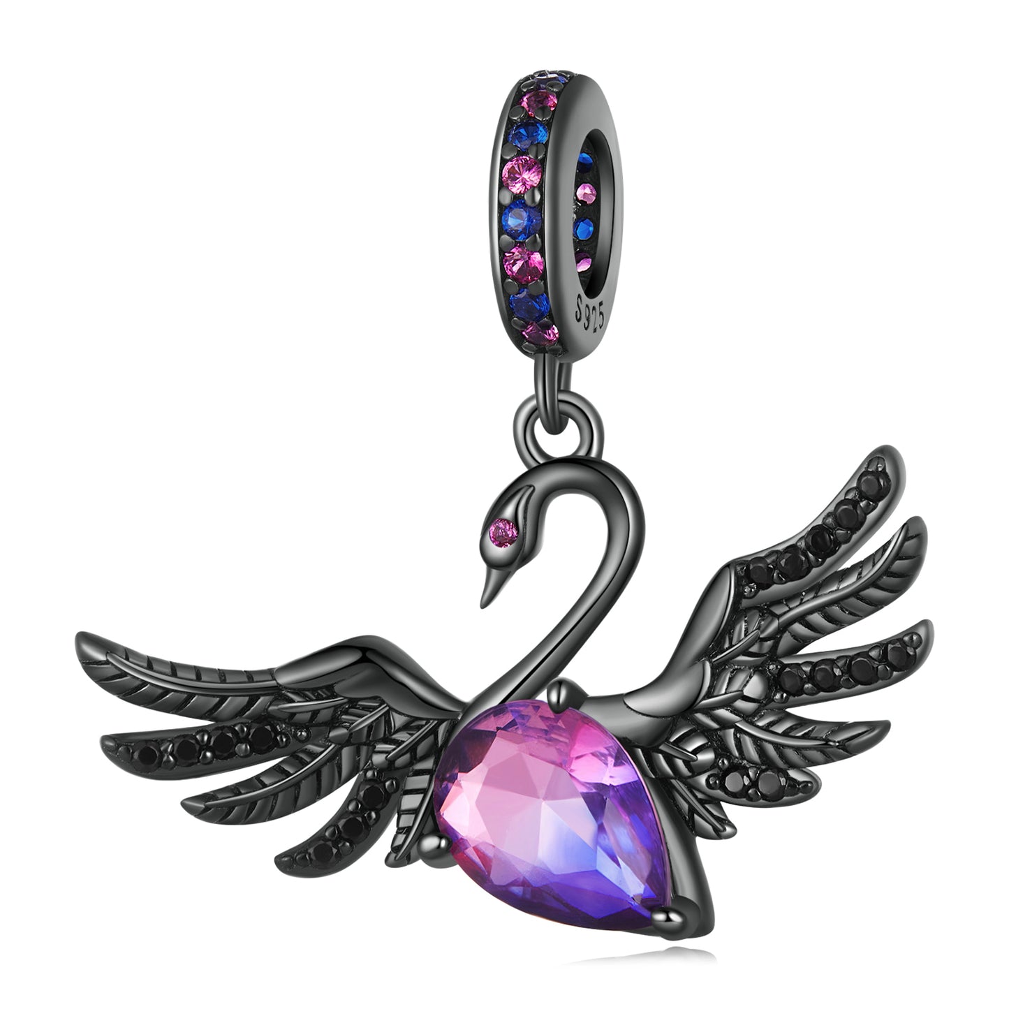 Charm Pendentif Animaux Cygne Noir Élégant