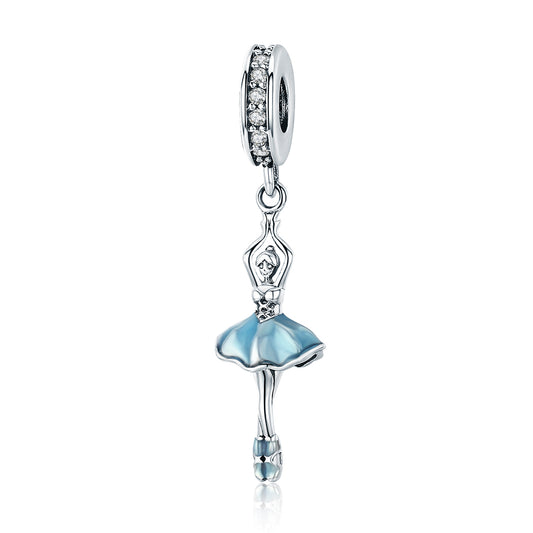 Charm Pendentif Fille Ballet Bleu Glacé