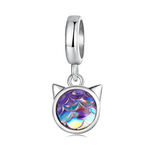 Charm Pendentif Animaux En écailles De Poisson Chaton Coloré En Argent Sterling