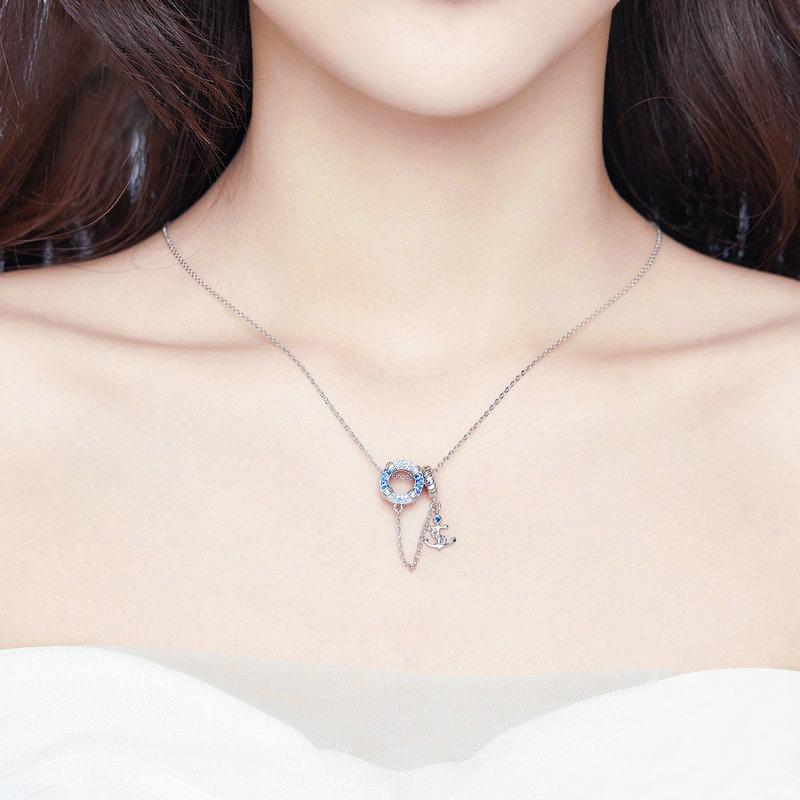 Charm in argento sterling con catena di sicurezza dell'età della vela