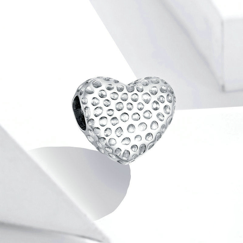 Perle de charme de coeur d'argent sterling de coeur brillant