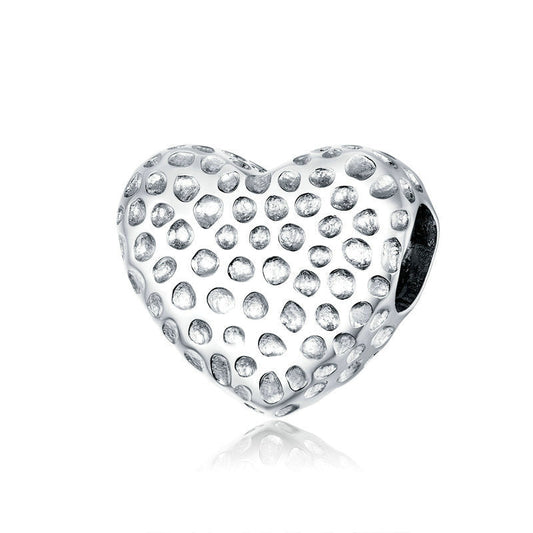 Shining Heart Sterling Silver Heart Charm Bead-DUNALI