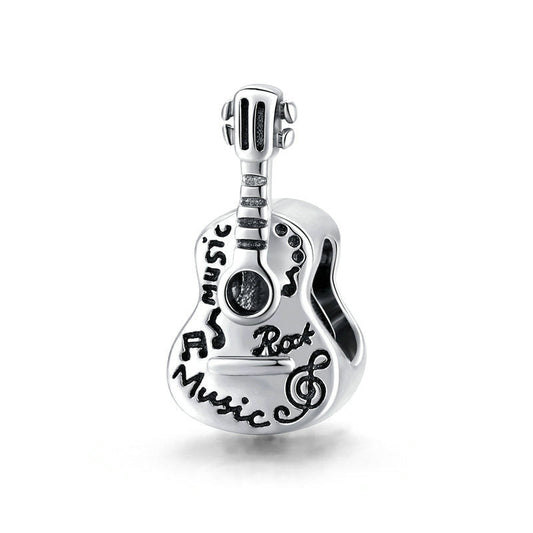 Simple Instrument Guitar Sterling Silver Charm Bead-DUNALI