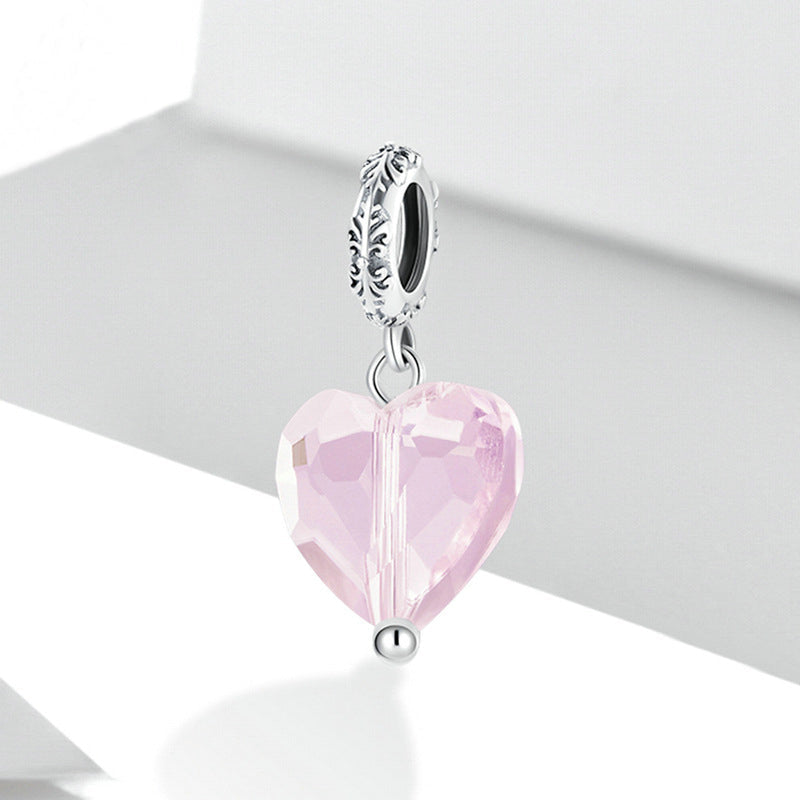 Ciondolo a forma di cuore rosa semplice in argento sterling