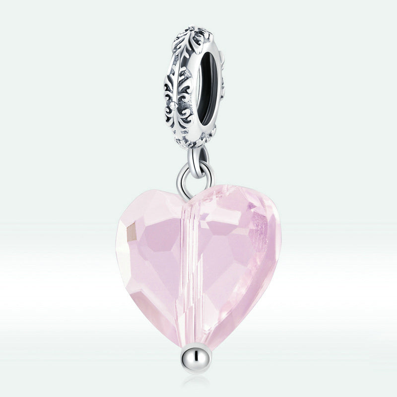 Ciondolo a forma di cuore rosa semplice in argento sterling