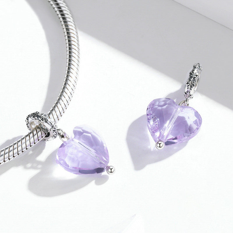 Ciondolo in argento sterling con cuore viola semplice